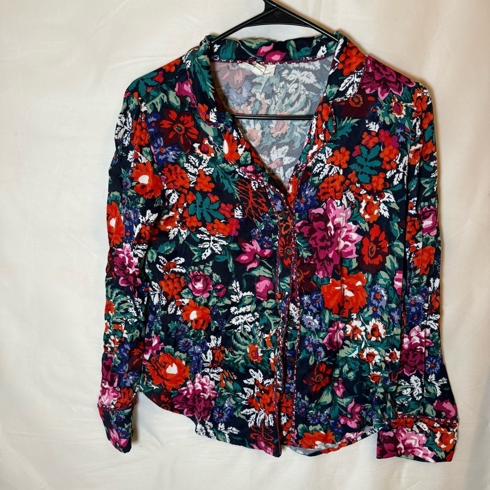 Anthropologie Floreat Pajama Set 2 piece XSmall Floral Colorful Top & Pants Boho - Picture 6 of 13